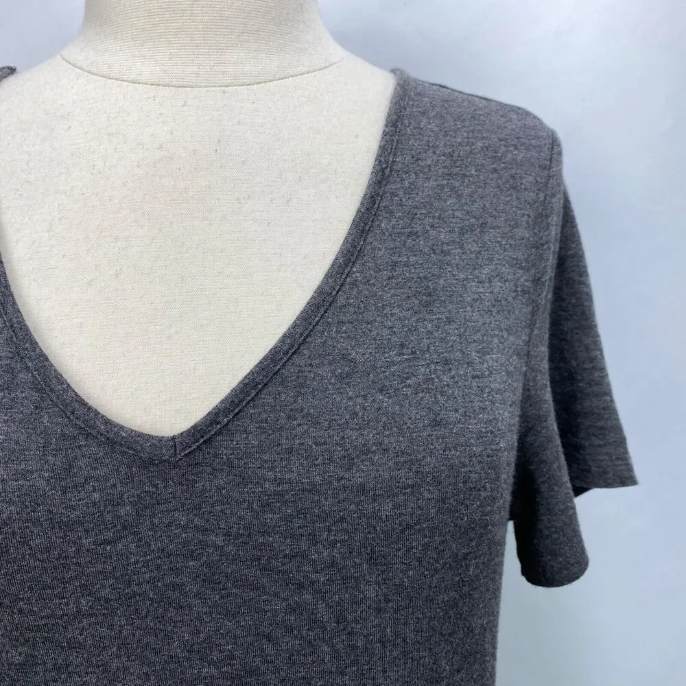 DB Moon Womans Gray Knit Dress Medium Fit N Flare Pockets Boho Peasant Casual